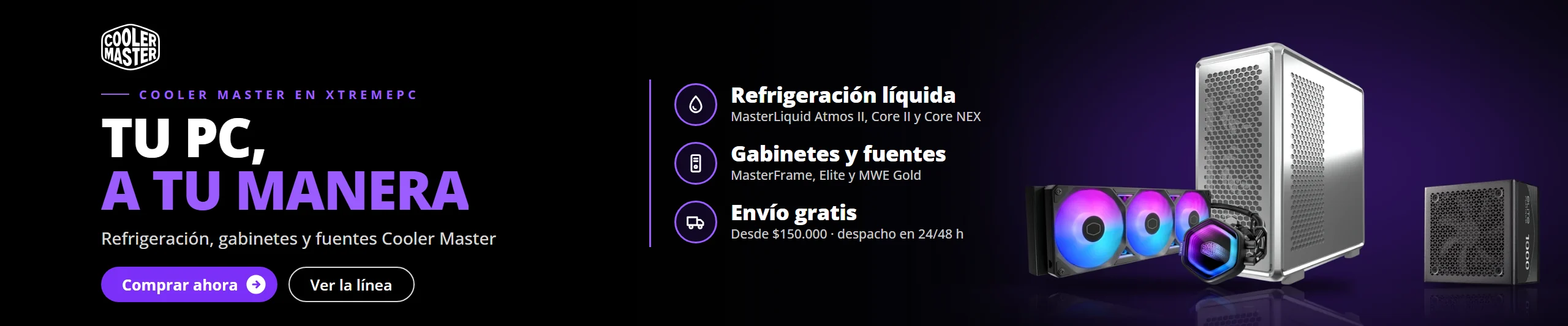 Cooler Master en Jazz Pc: refrigeración líquida MasterLiquid, coolers Hyper 212, gabinetes MasterFrame y Elite, y fuentes