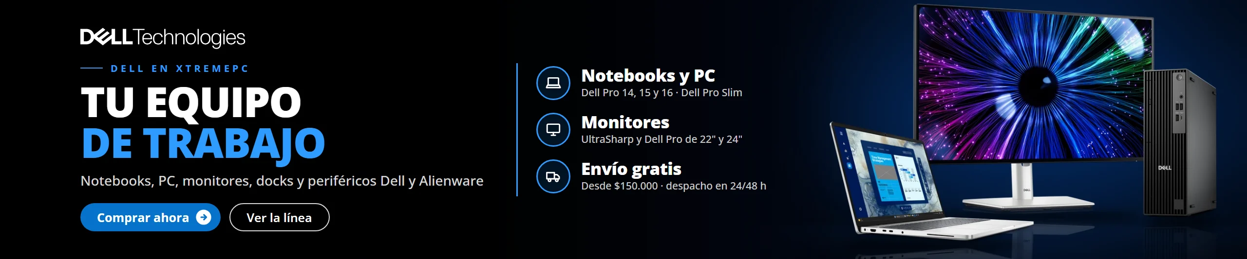 Dell en Jazz Pc: notebooks Dell Pro 14, 15 y 16, PC Dell Pro Slim, monitores UltraSharp y Dell Pro, docks y periféricos Dell y Alienware