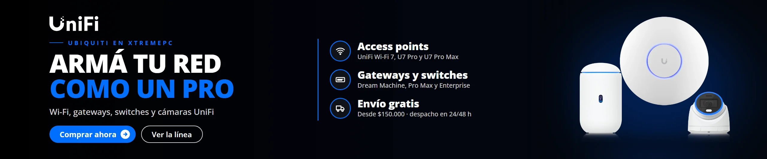 Ubiquiti en Jazz Pc: access points Wi-Fi 7, gateways, switches y cámaras UniFi y enlaces airMAX