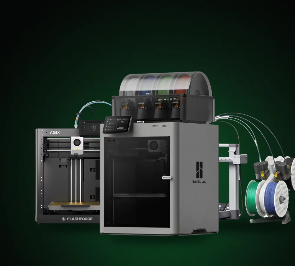 Impresoras 3D Flashforge AD5X, Bambu Lab P2S Combo y Bambu Lab A1 Combo
