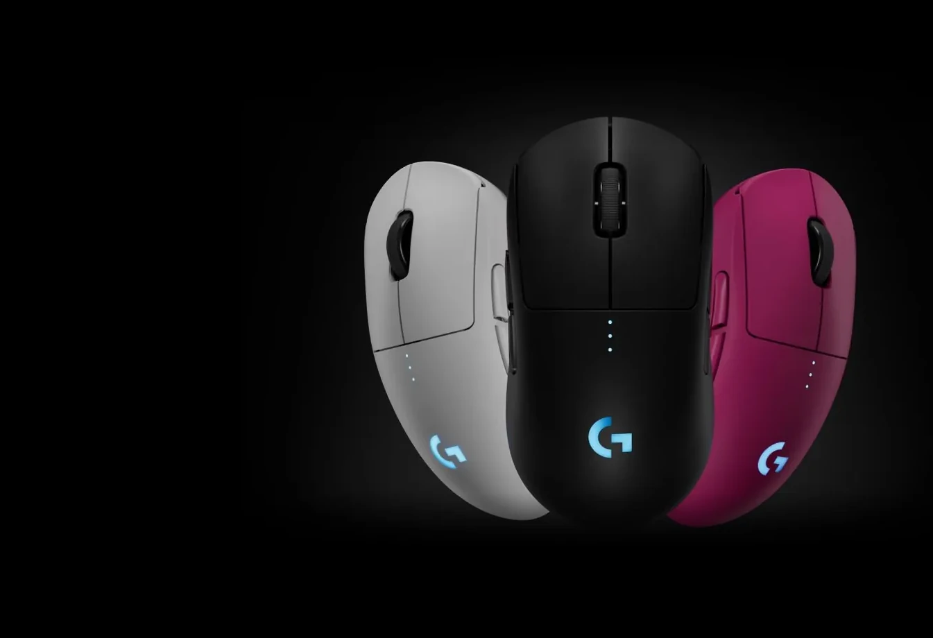 Mouse Logitech G PRO 2 LIGHTSPEED en blanco, negro y magenta
