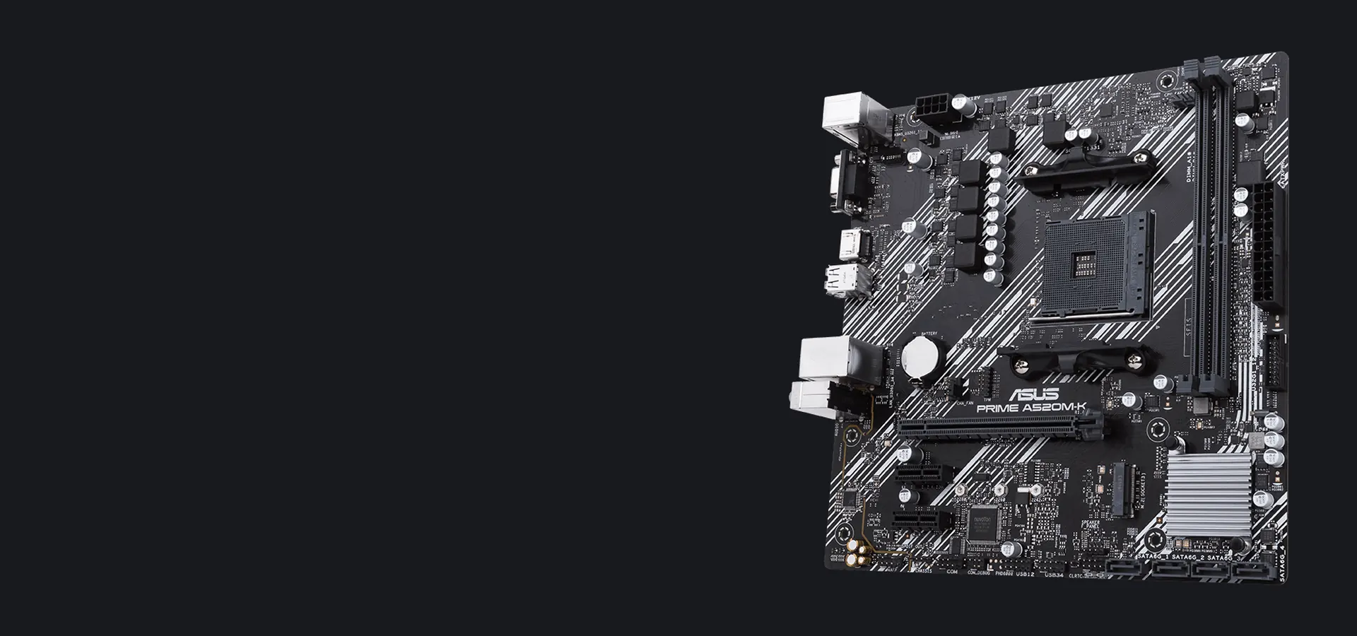 Motherboard ASUS PRIME A520M-K vista frontal
