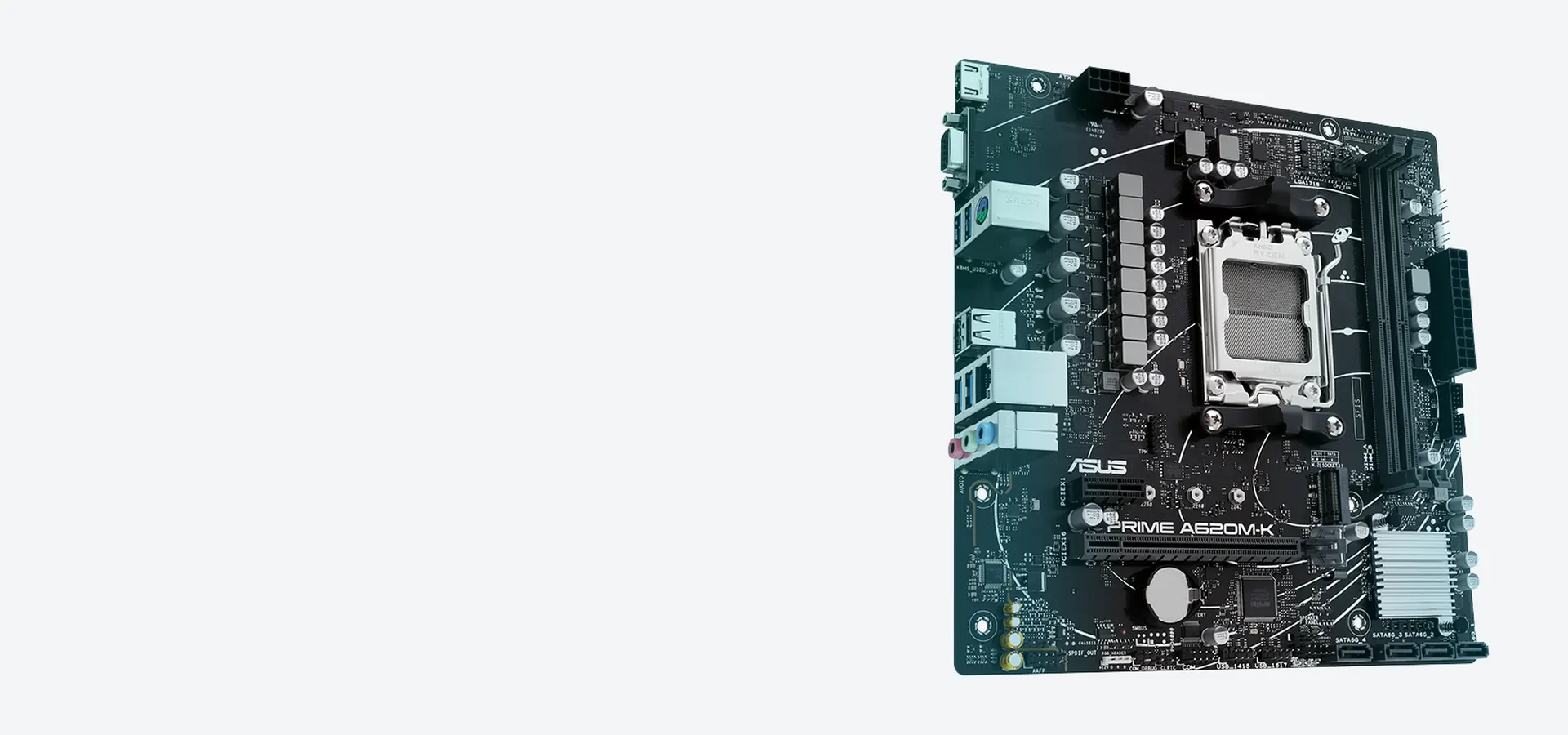 Motherboard ASUS PRIME A620M-K vista frontal