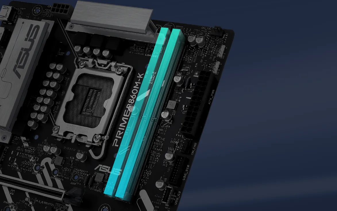 Ranuras de memoria DDR5 de la Prime B860M-K
