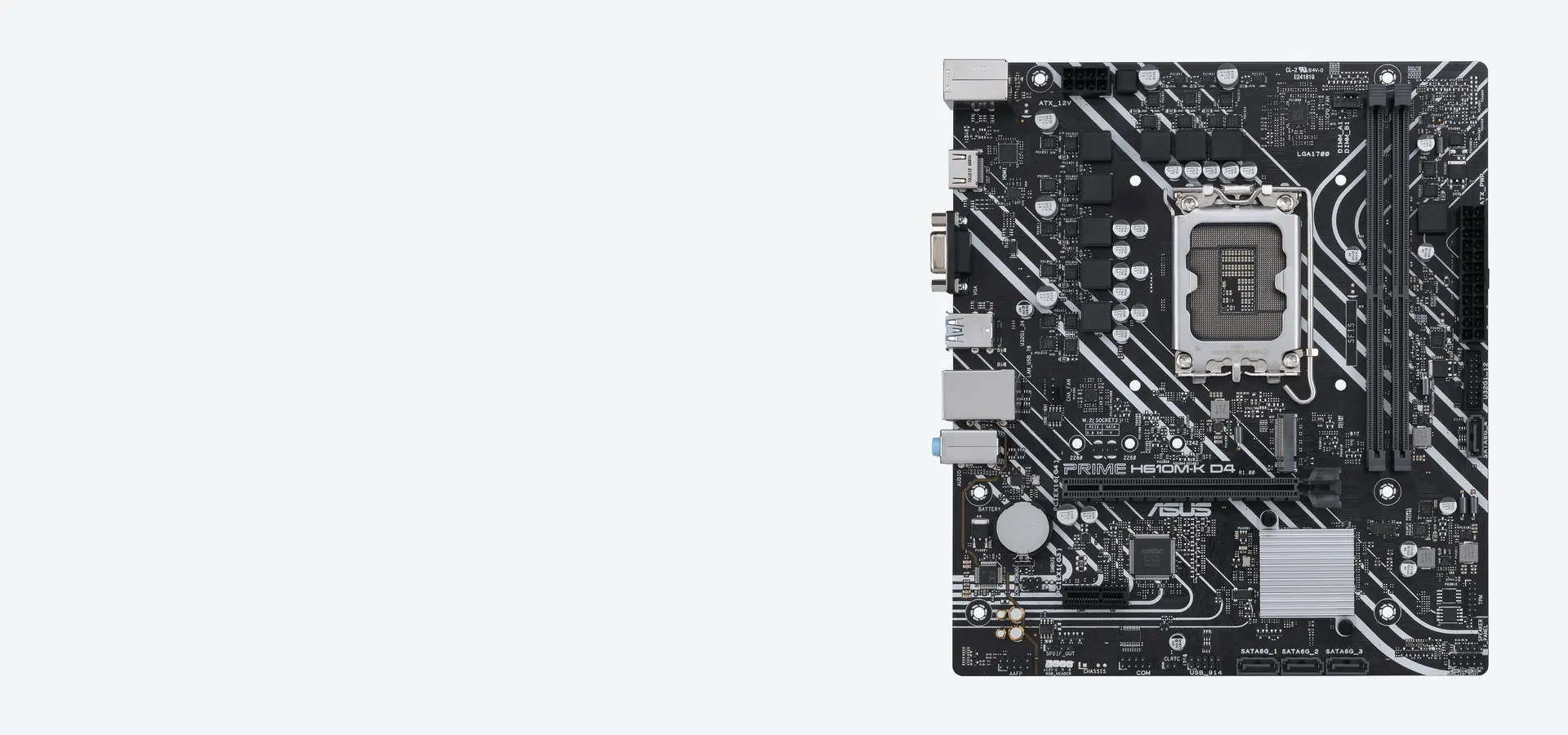 Motherboard ASUS PRIME H610M-K D4 vista frontal