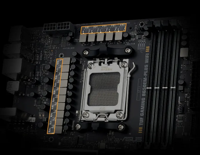 Socket AM5 y etapas de potencia de la TUF Gaming B650EM-Plus WiFi