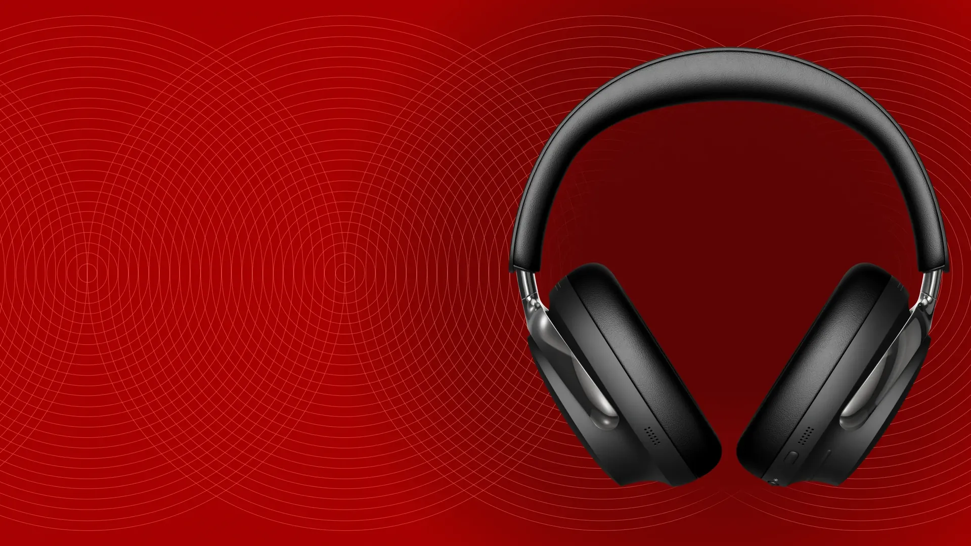 Bose QuietComfort Ultra Headphones negros sobre ondas rojas