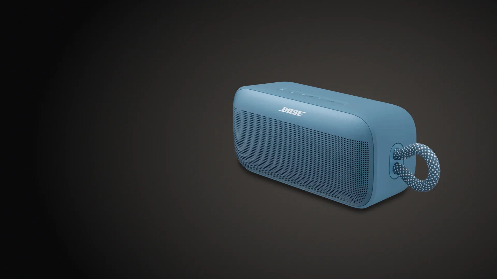 Parlante Bose SoundLink Plus azul atardecer (Blue Dusk) con su correa de soga