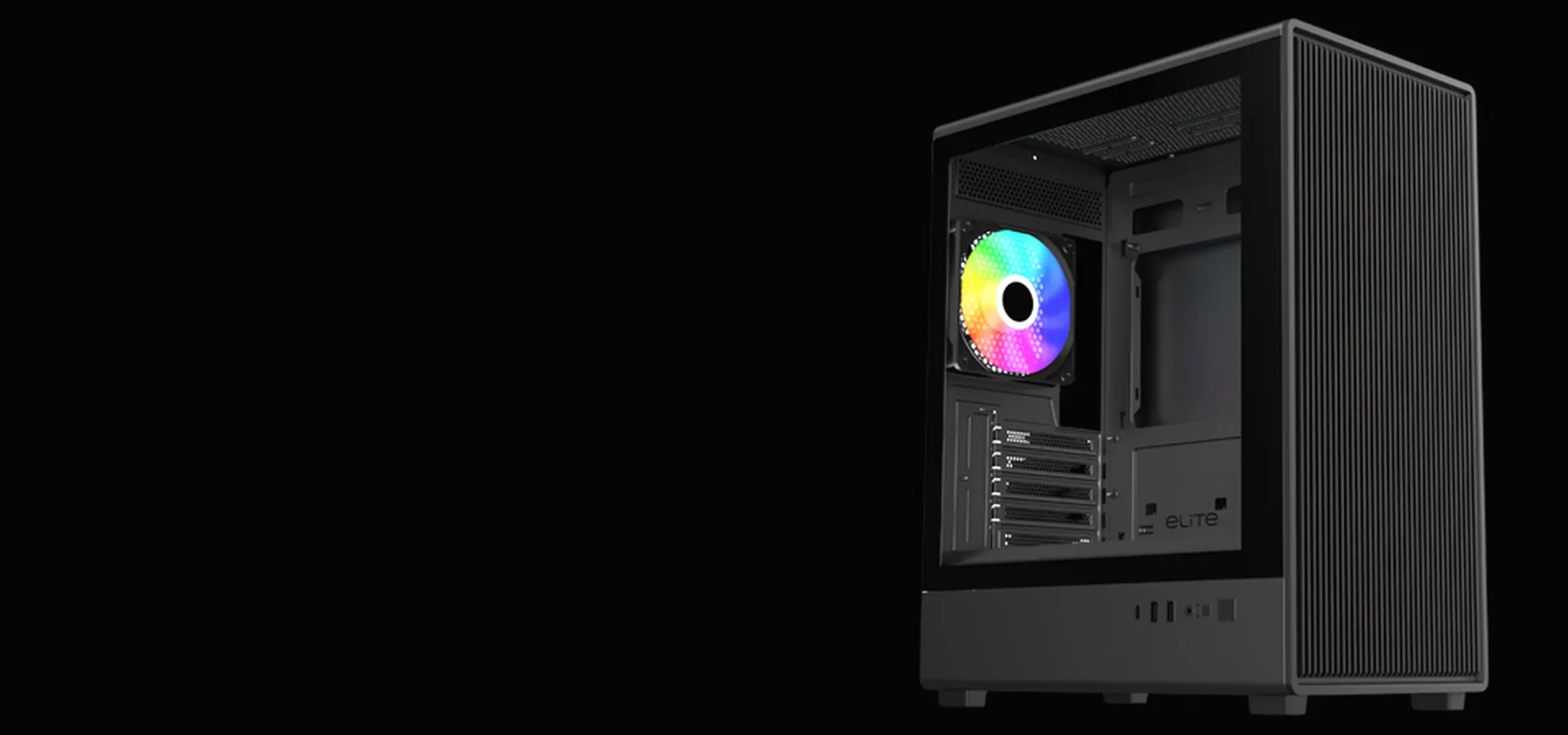 Gabinete Cooler Master Elite 350 negro con panel de vidrio templado y ventilador ARGB