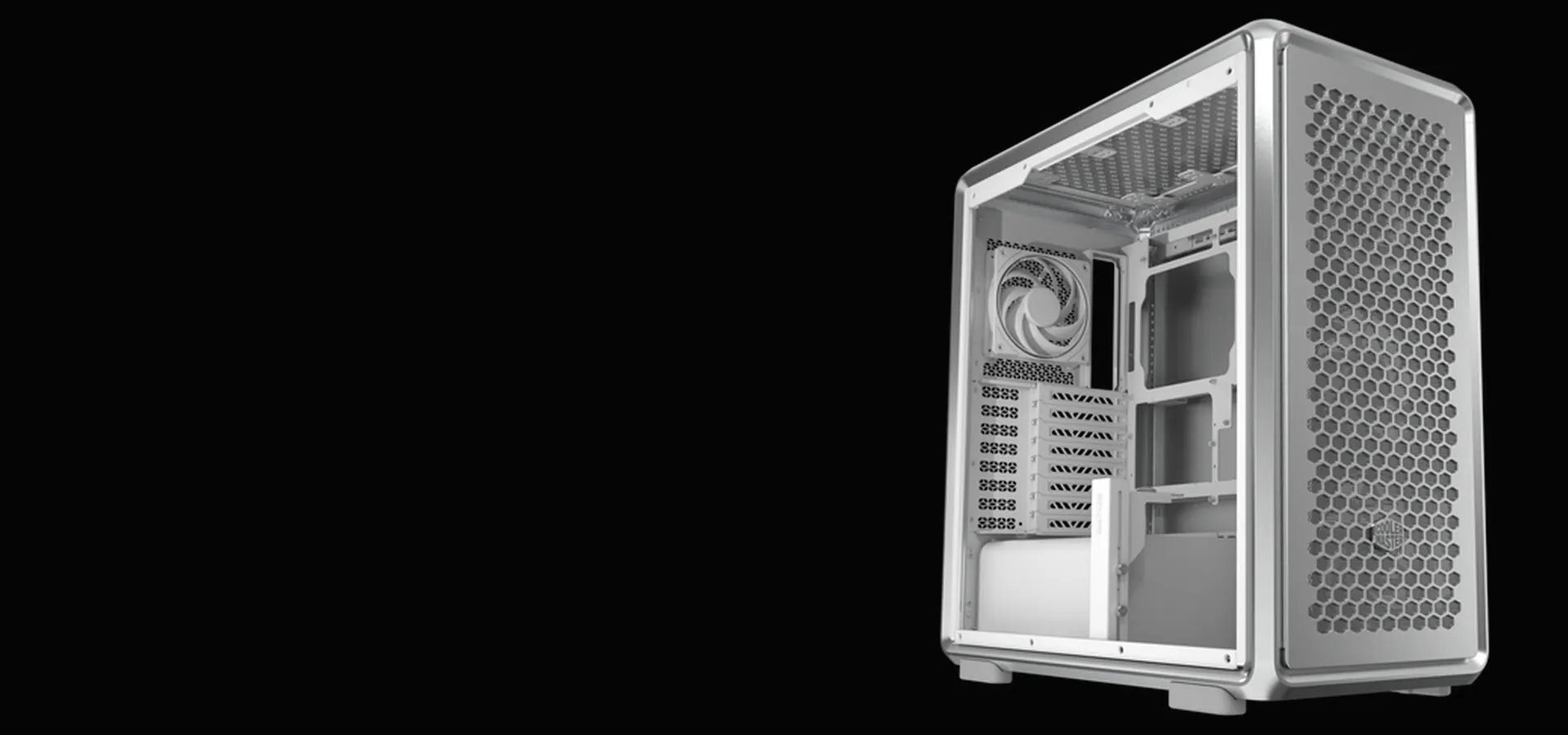 Gabinete Cooler Master MasterFrame 600 Silver de estructura abierta con ventiladores SickleFlow ARGB