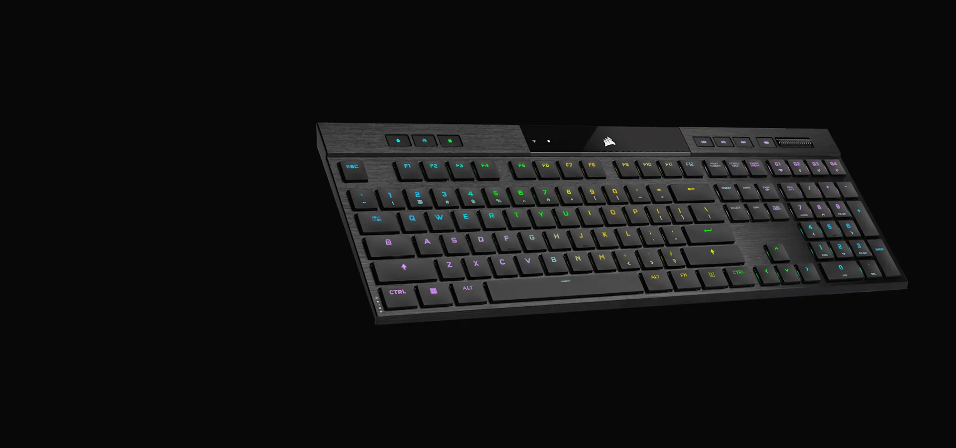 Teclado mecánico inalámbrico ultradelgado Corsair K100 AIR WIRELESS negro con rueda de volumen