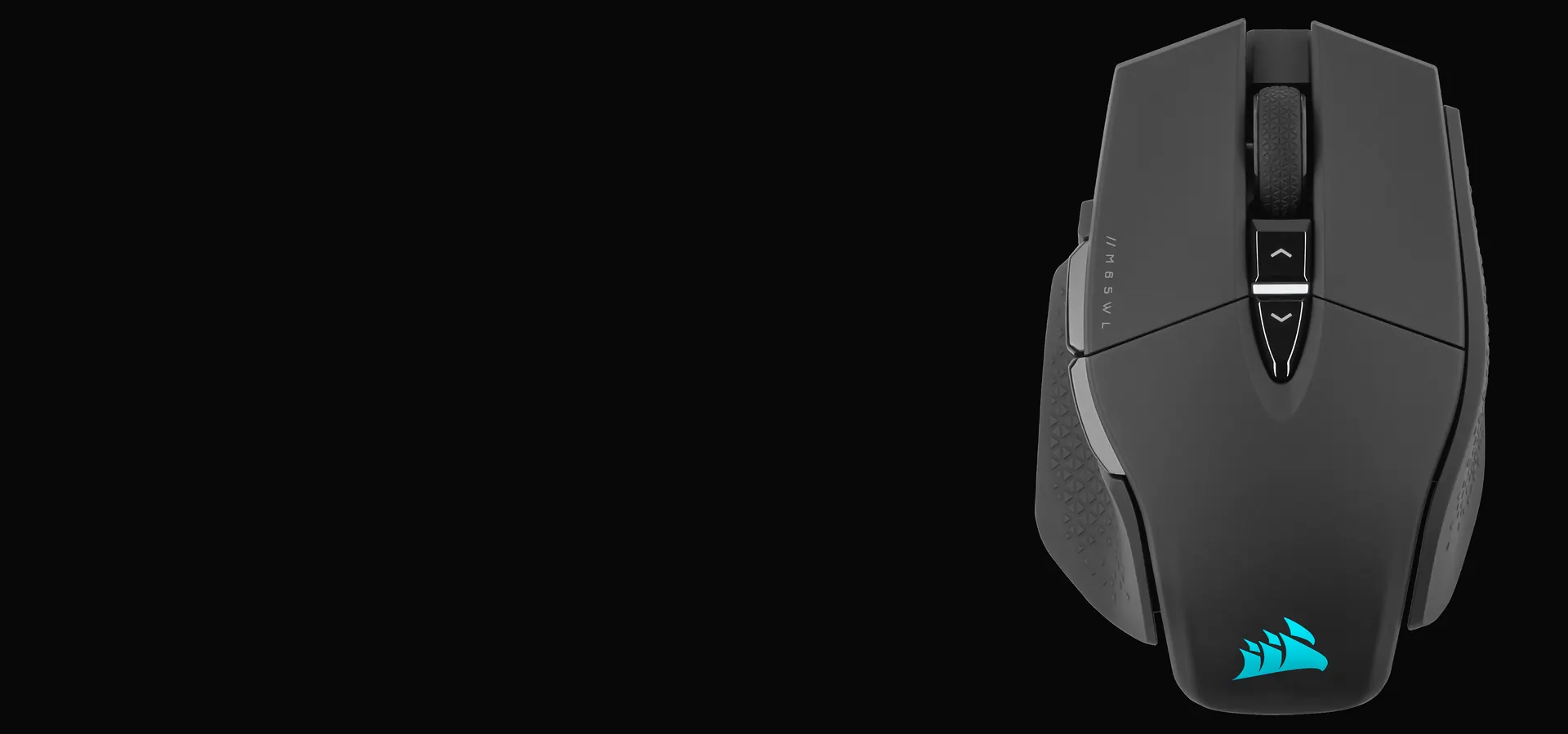 Mouse gamer inalámbrico Corsair M65 RGB ULTRA WIRELESS negro visto desde arriba