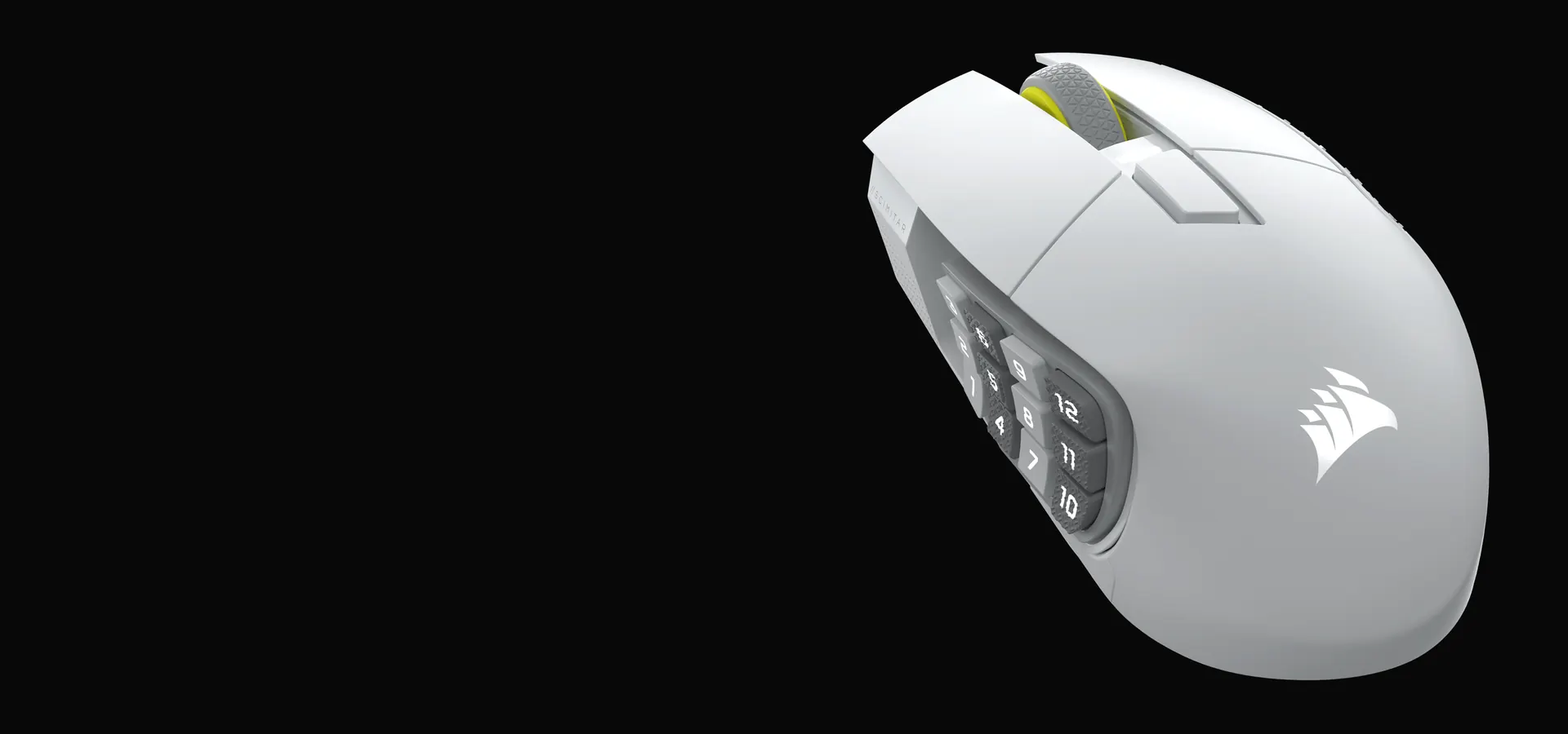 Mouse inalámbrico MMO Corsair SCIMITAR ELITE WIRELESS SE blanco con el panel lateral de 12 botones