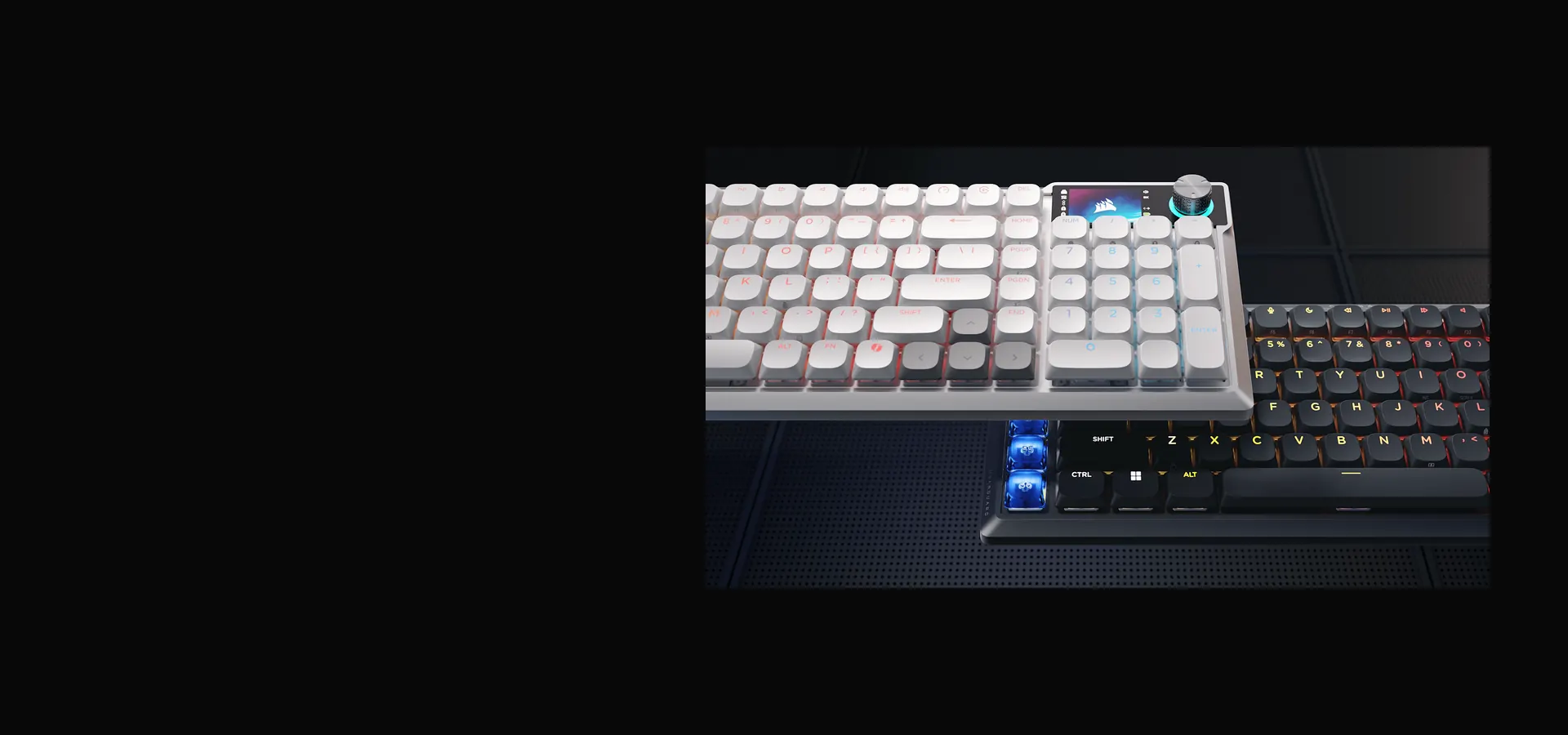 Teclado Corsair Vanguard Air 99 Wireless de perfil bajo con pantalla LCD y dial, en versiones blanca y negra