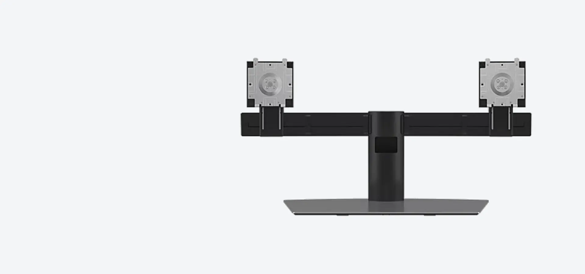 Base Dell Pro para dos monitores MDS19 vista de frente, con las dos placas VESA
