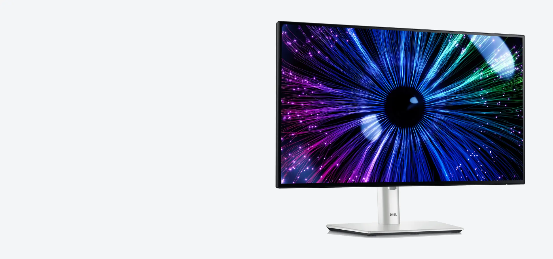 Monitor Dell UltraSharp 24 U2424HE con base plateada, visto de frente