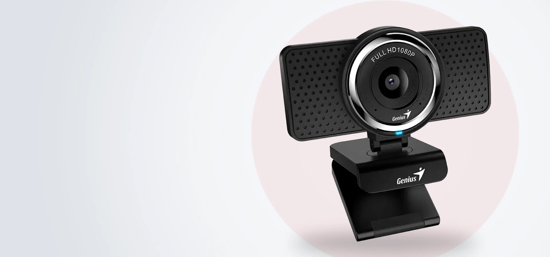 Webcam Genius ECam 8000 negra con lente Full HD y base con clip