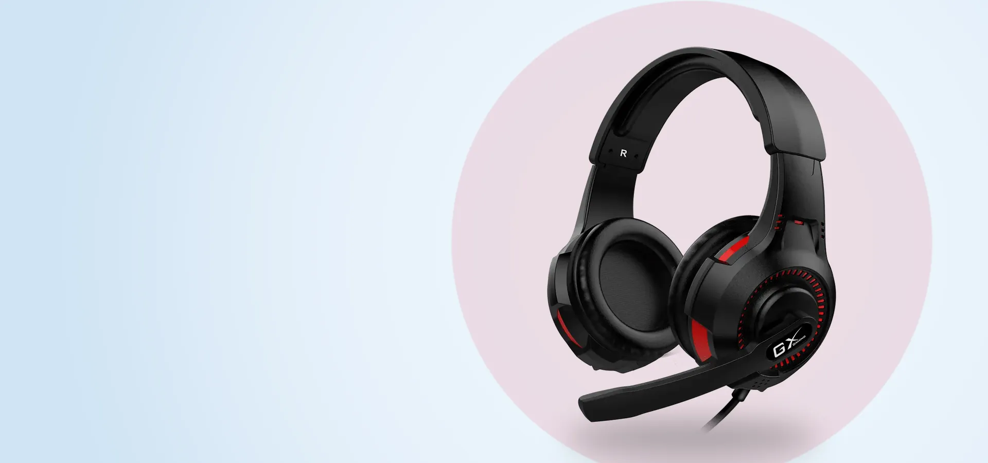 Auriculares gamer Genius HS-G600V con vibración y micrófono, en negro con detalles rojos