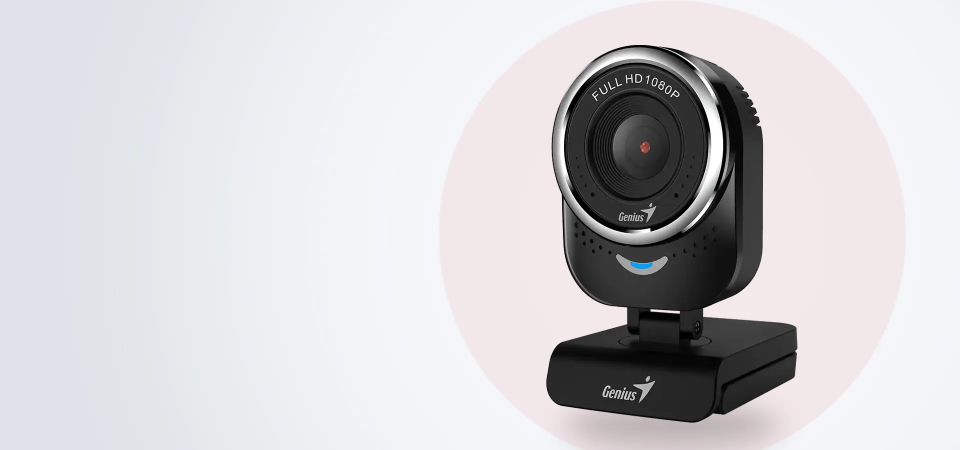 Webcam Genius QCam 6000 negra con lente Full HD y base con clip