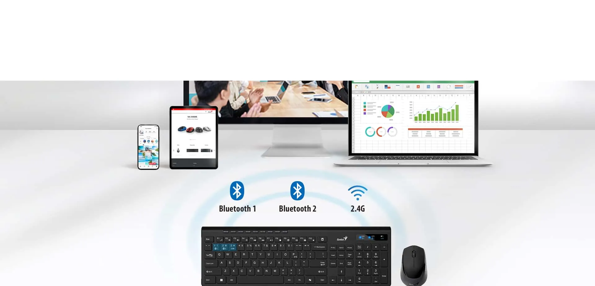 Doble modo: Bluetooth y 2,4 GHz