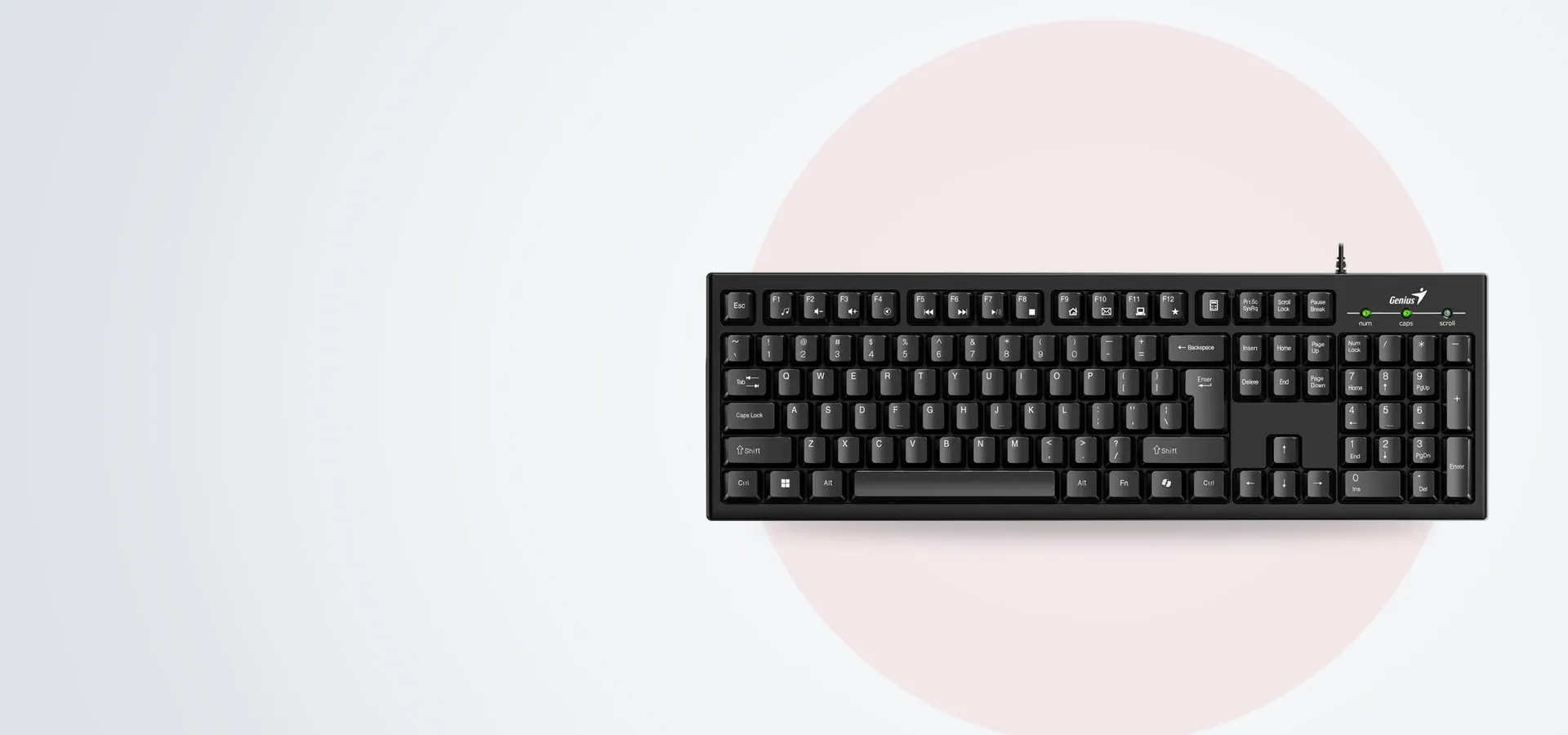 Teclado con cable Genius Smart KB-100, negro, visto de frente