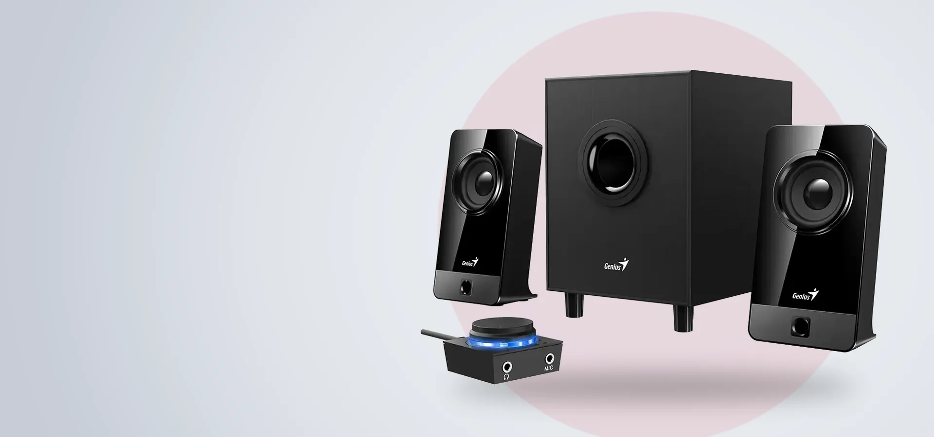 Parlantes 2.1 Genius SW-2.1 300X: subwoofer, dos satélites y módulo de control en línea