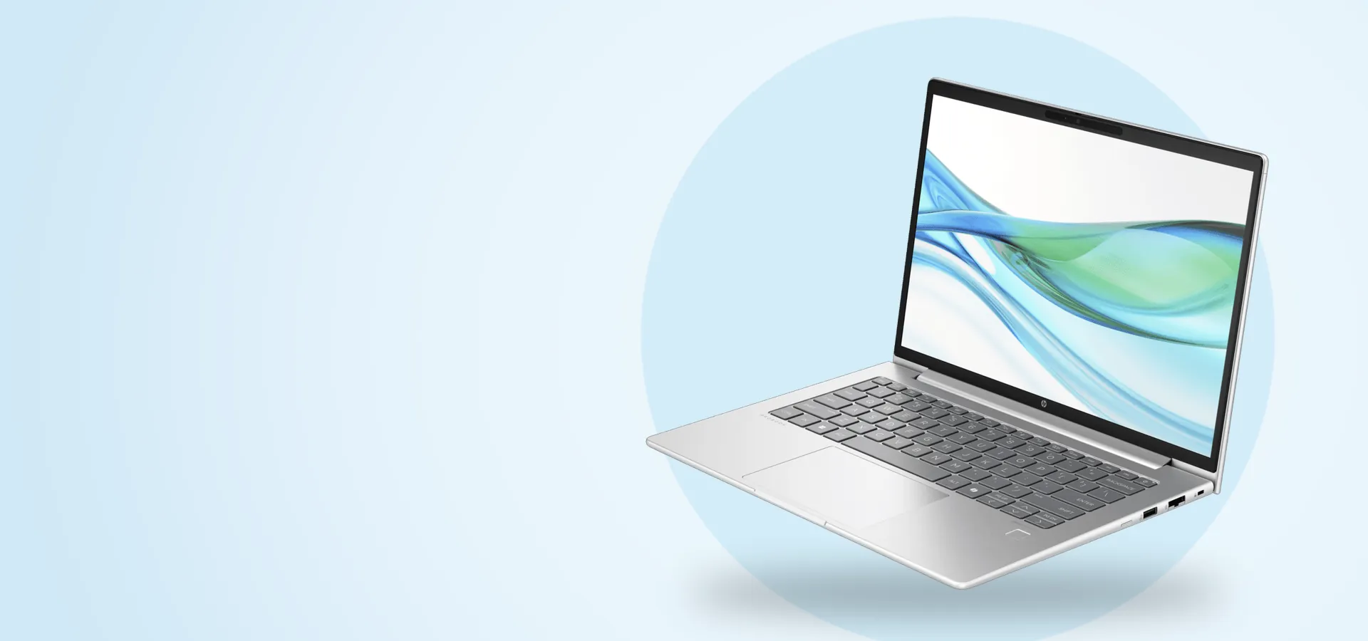 Notebook HP ProBook 440 G11 de 14 pulgadas abierta, vista en perspectiva