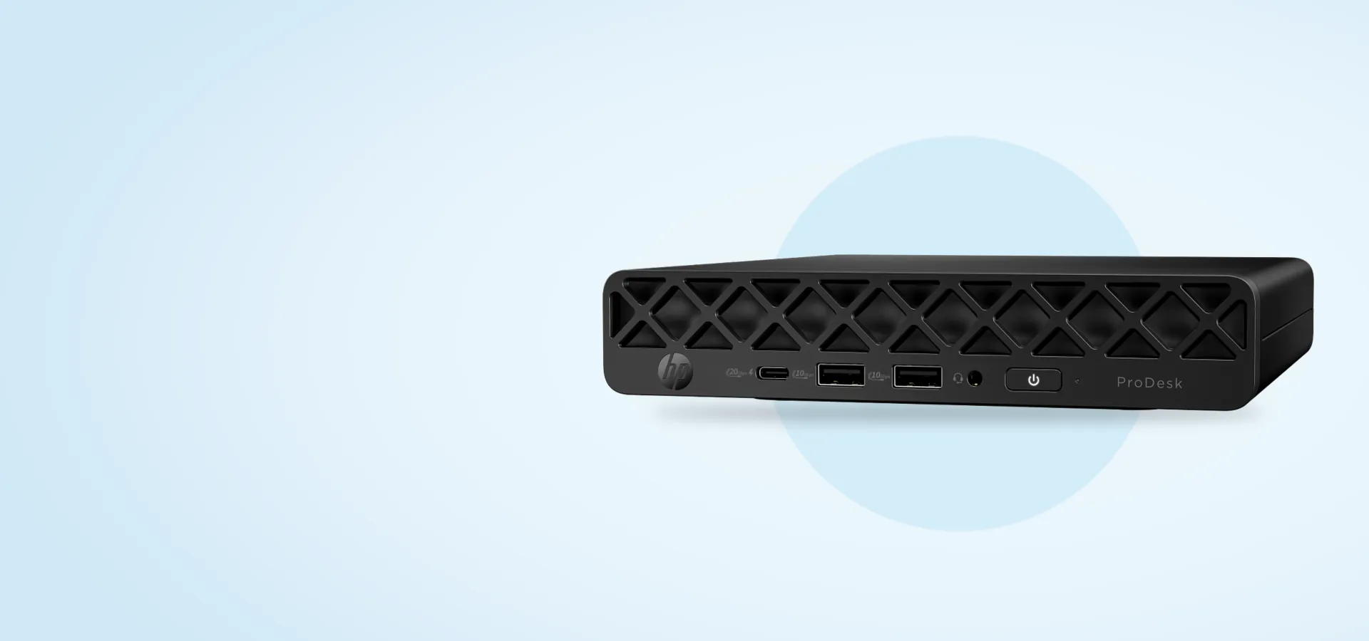 Computadora HP ProDesk 4 Mini AI G1i con procesador Intel Core Ultra 5 225T, vista en perspectiva