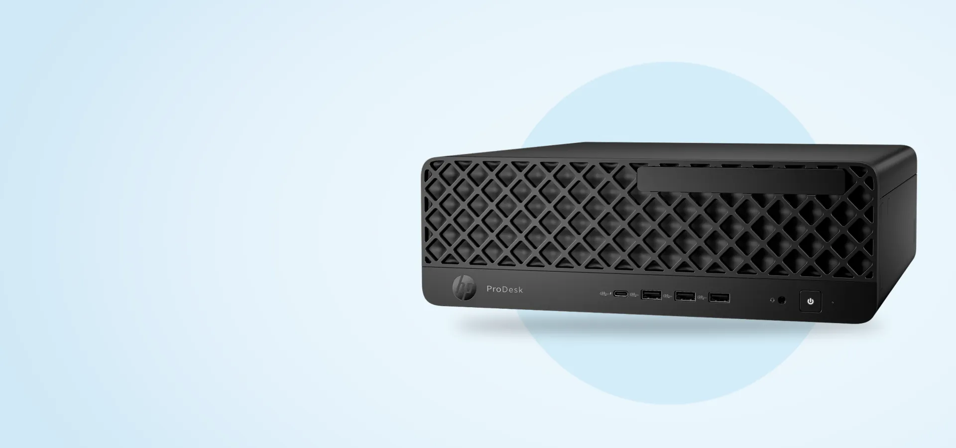 Computadora HP ProDesk 4 SFF G1i con procesador Intel Core Ultra 7 265, vista en perspectiva