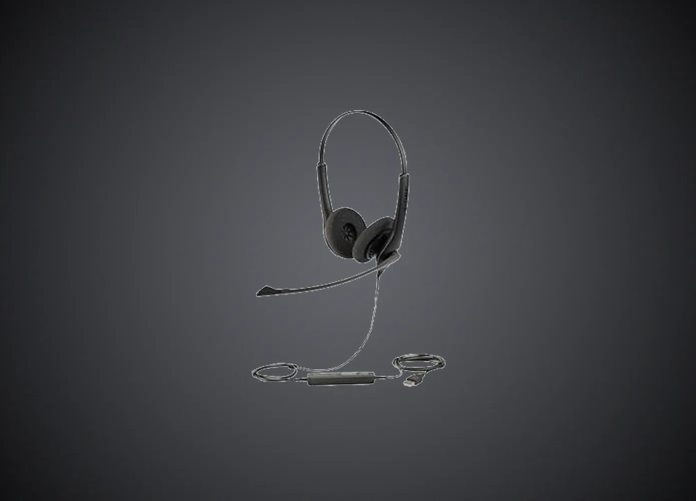 Jabra BIZ 1100 Duo con su cable USB y la unidad de control
