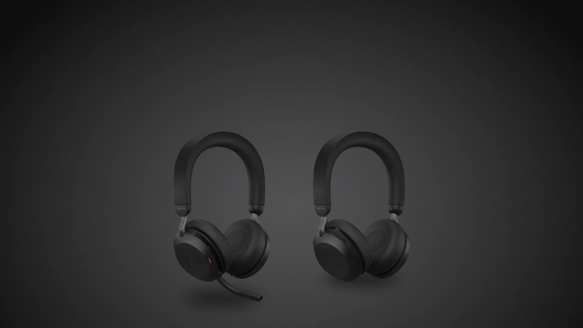 Jabra Evolve2 75 con el brazo del micrófono abajo y arriba