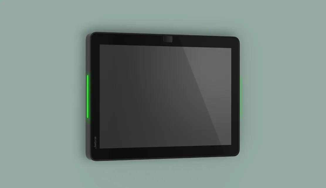 Jabra Scheduler en la pared con la barra de luz verde