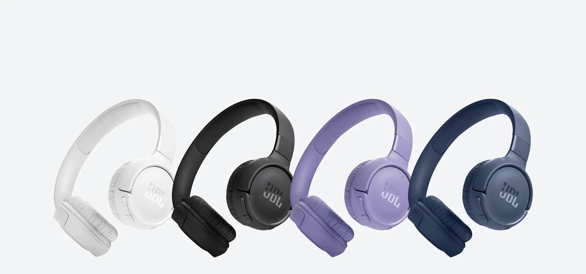 Auriculares JBL Tune 520BT en negro, blanco, violeta y azul