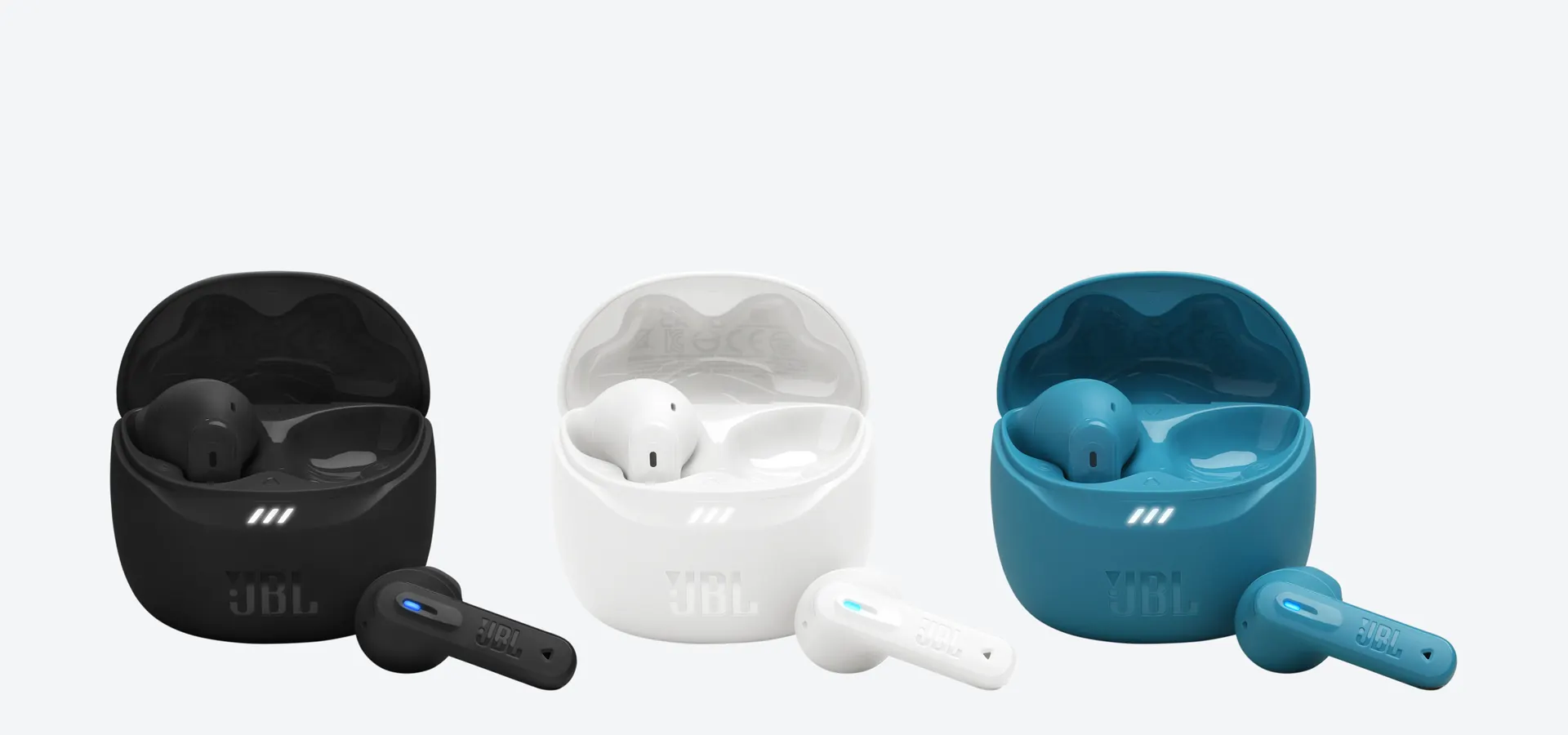 Auriculares True Wireless JBL Tune Flex 2 en negro, blanco y turquesa