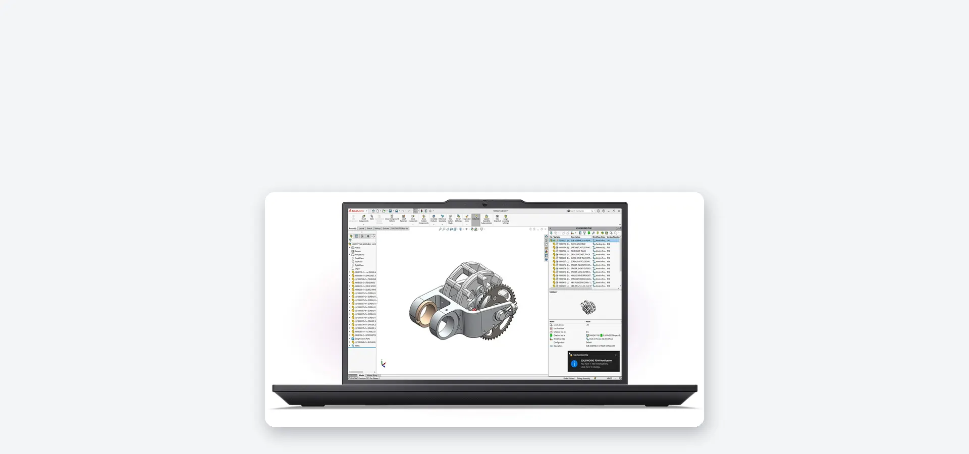 ThinkPad P16v Gen 3 con un modelo 3D de CAD en pantalla