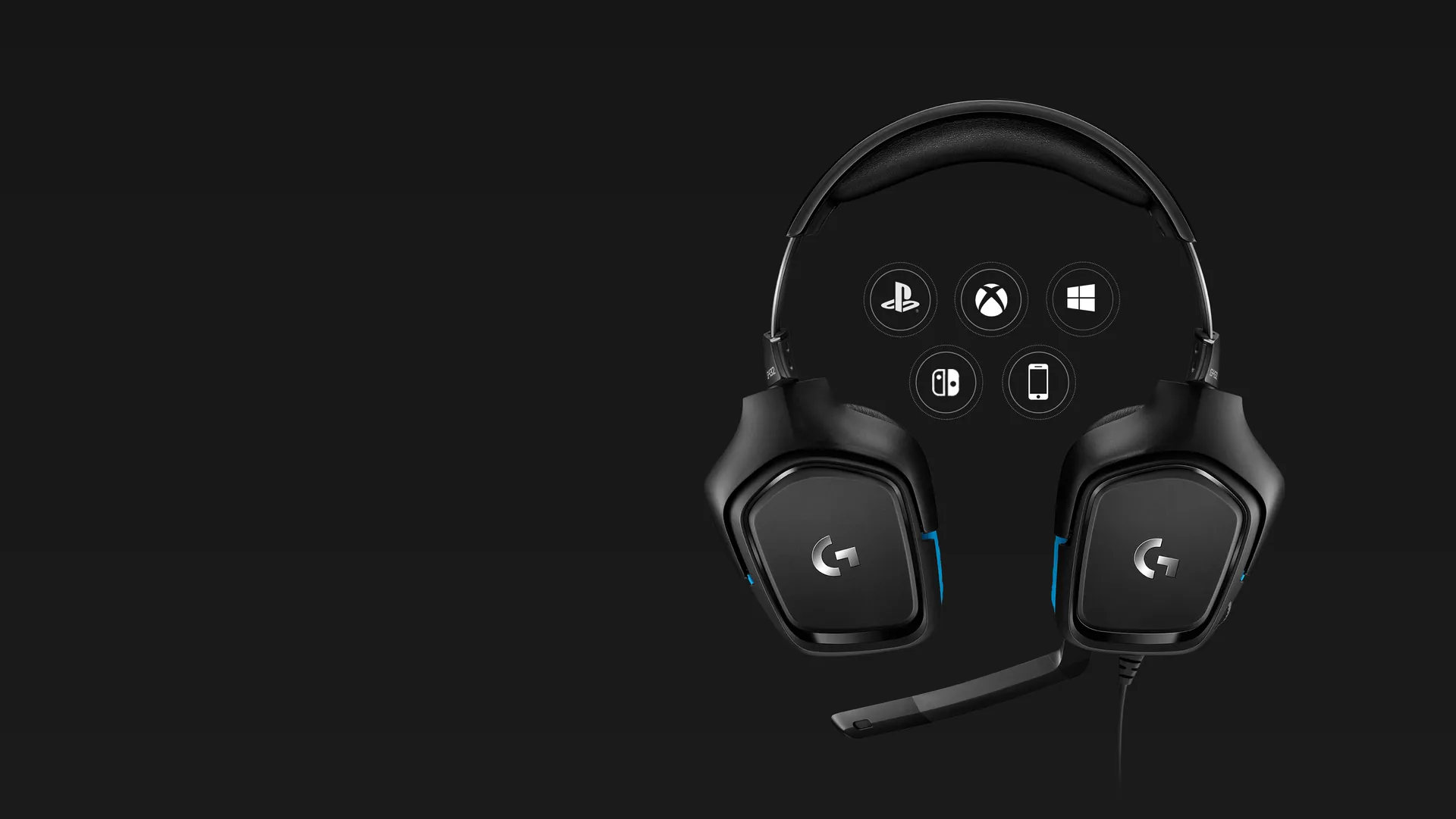 Auriculares G432 con los íconos de las plataformas compatibles