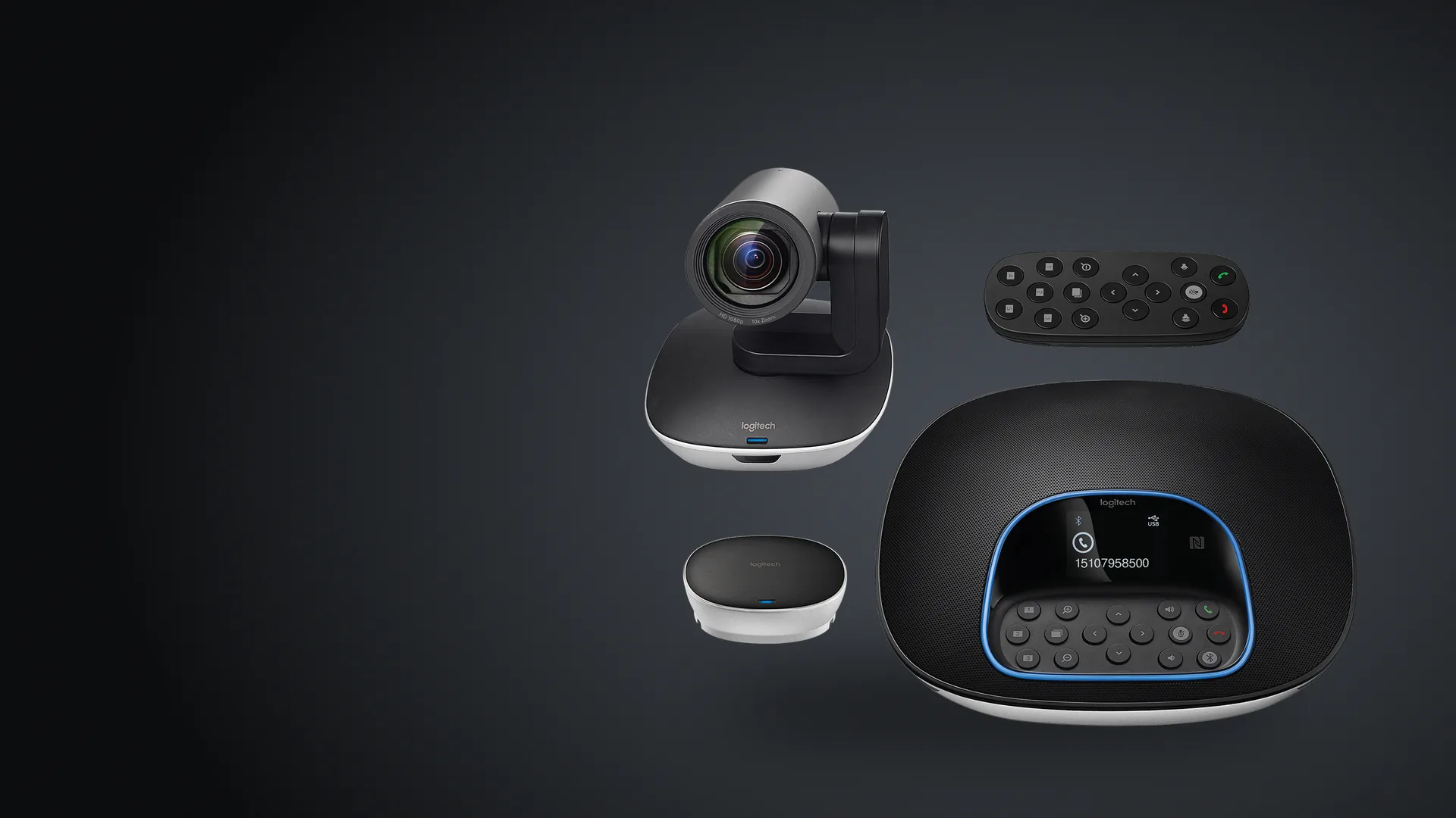 Kit Logitech GROUP: cámara PTZ, manos libres, hub y control remoto