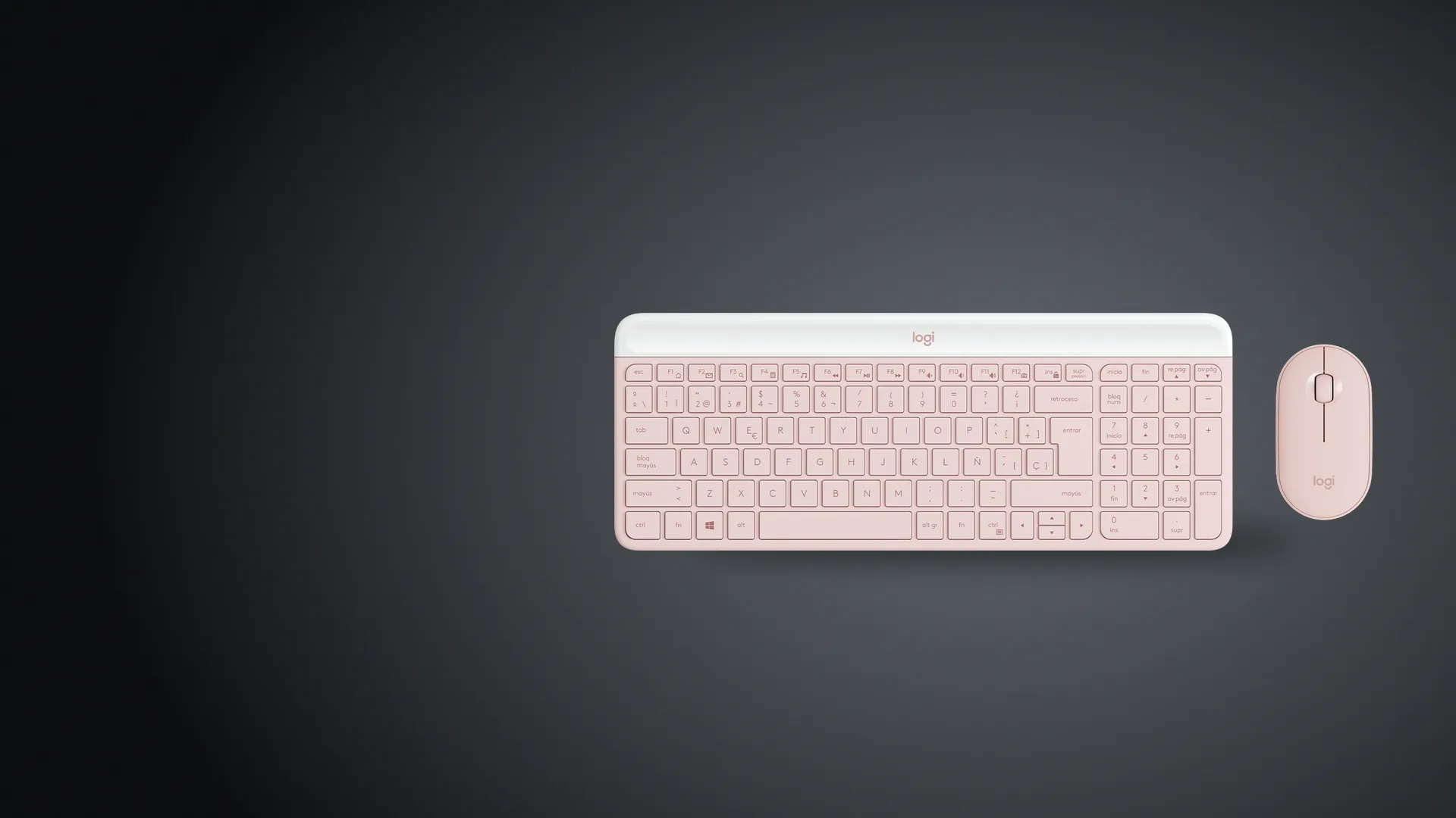 Combo inalámbrico Logitech Slim Combo MK470 rosa, teclado en español y mouse