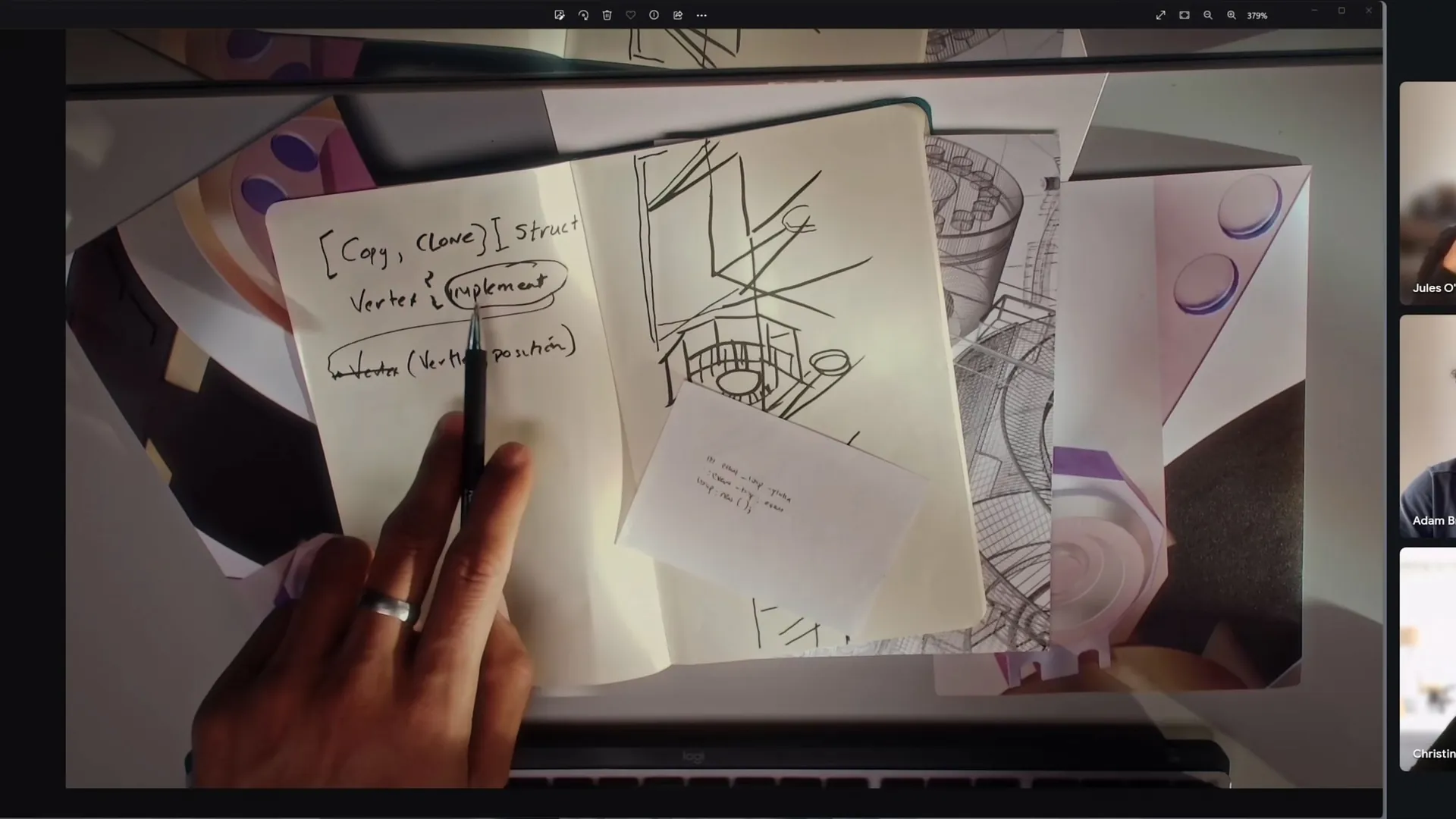 Cuaderno con anotaciones mostrado con Show Mode