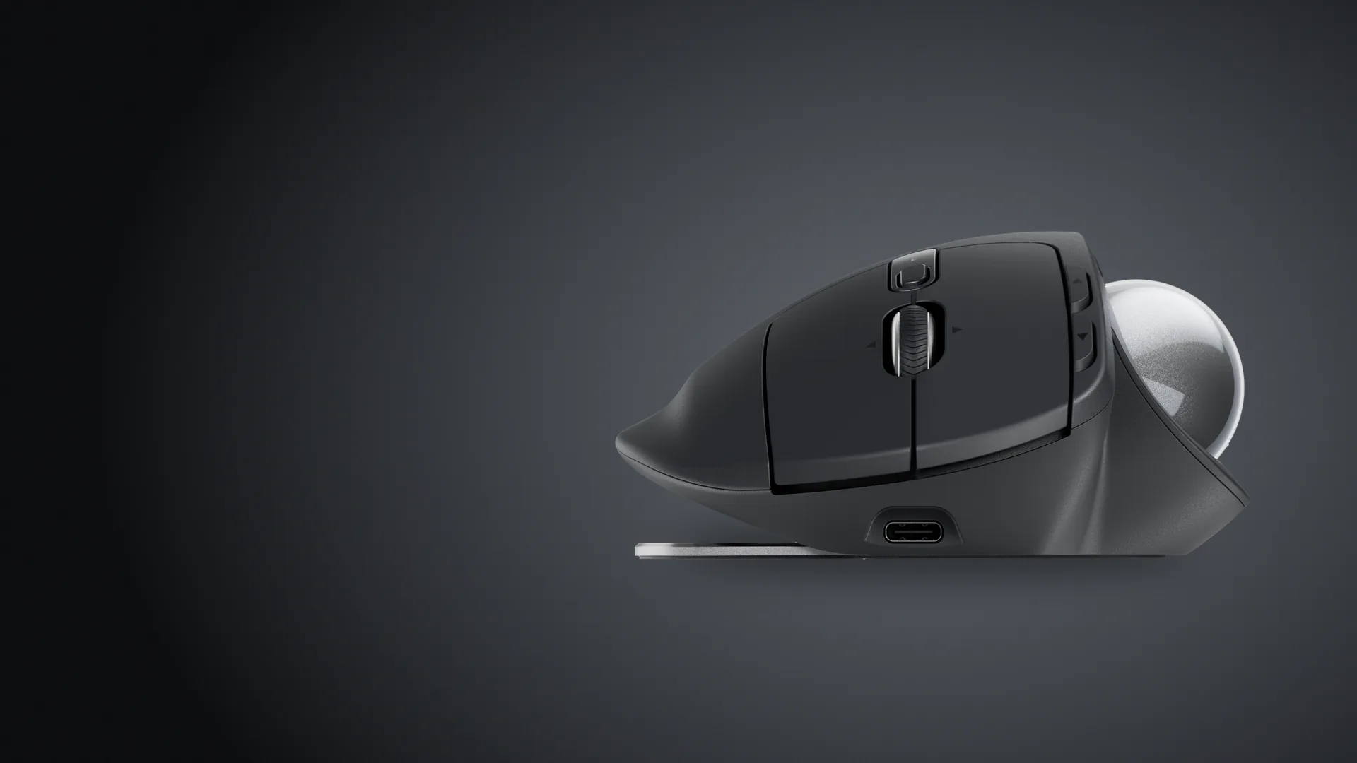 MX Ergo S grafito de frente, con el puerto USB-C