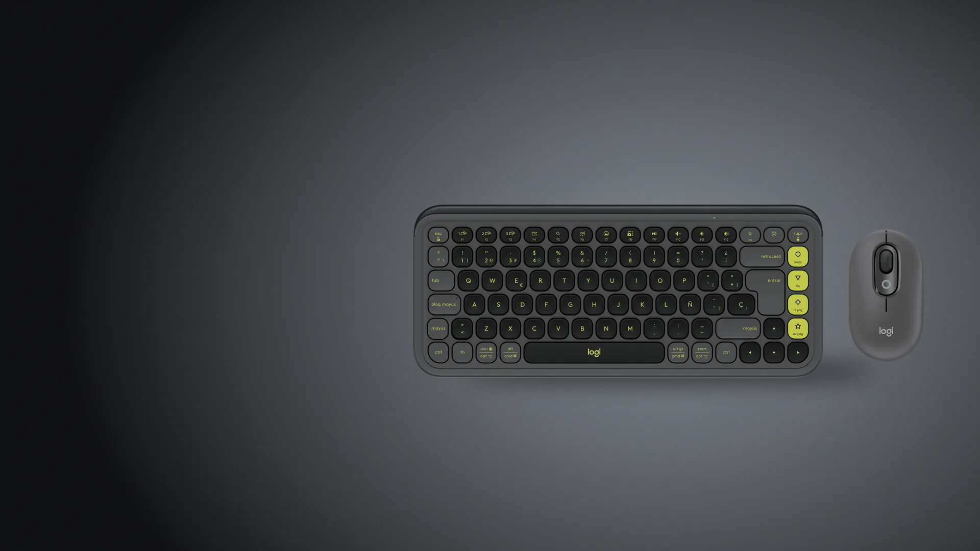 Teclado y mouse inalámbricos Logitech POP Icon Combo grafito y verde