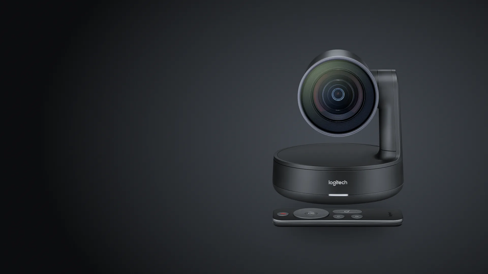 Cámara Logitech Rally Camera gris oscuro con su control remoto