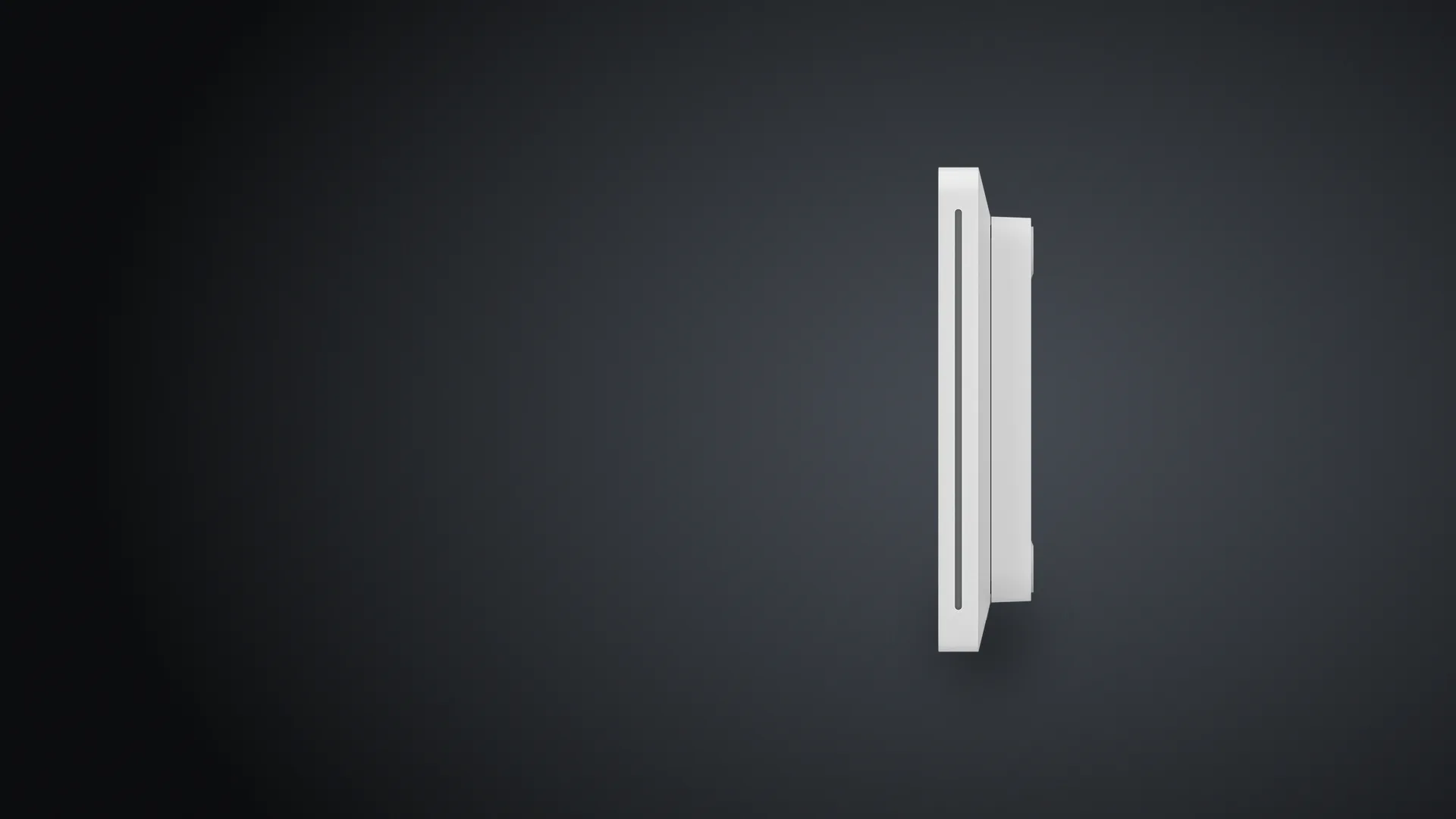 Logitech Tap Scheduler blanco de costado, con la barra de luz de estado