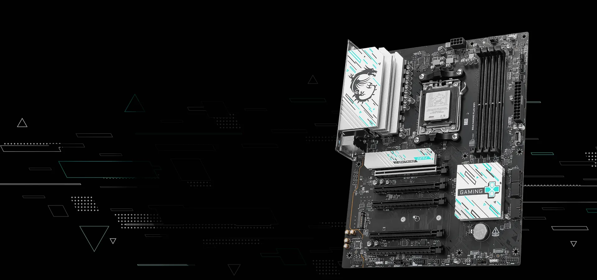 Motherboard MSI B840 GAMING PLUS WIFI blanca y negra para AMD AM5
