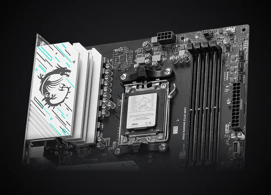 Disipadores blancos de la MSI B840 GAMING PLUS WIFI