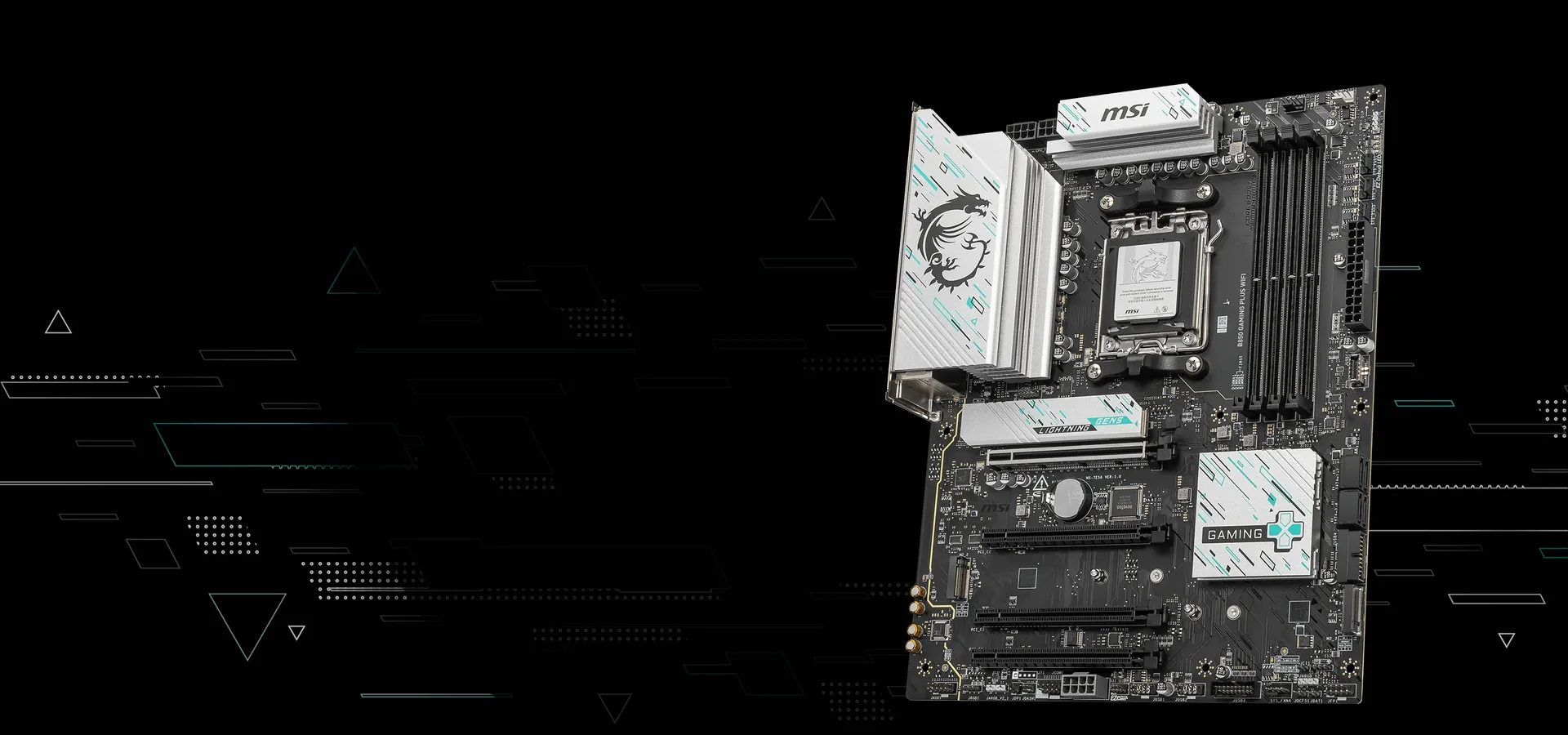 Motherboard MSI B850 GAMING PLUS WIFI blanca y negra para AMD AM5