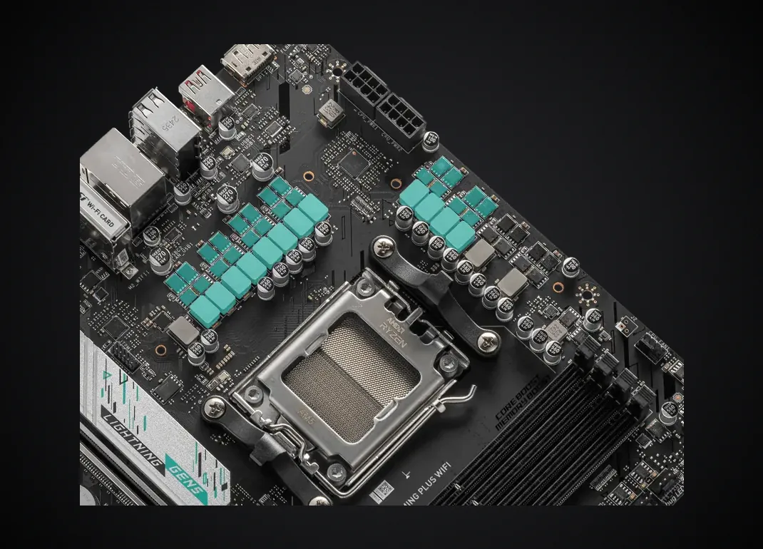 Fases de energía y socket AM5 de la MSI B850 GAMING PLUS WIFI