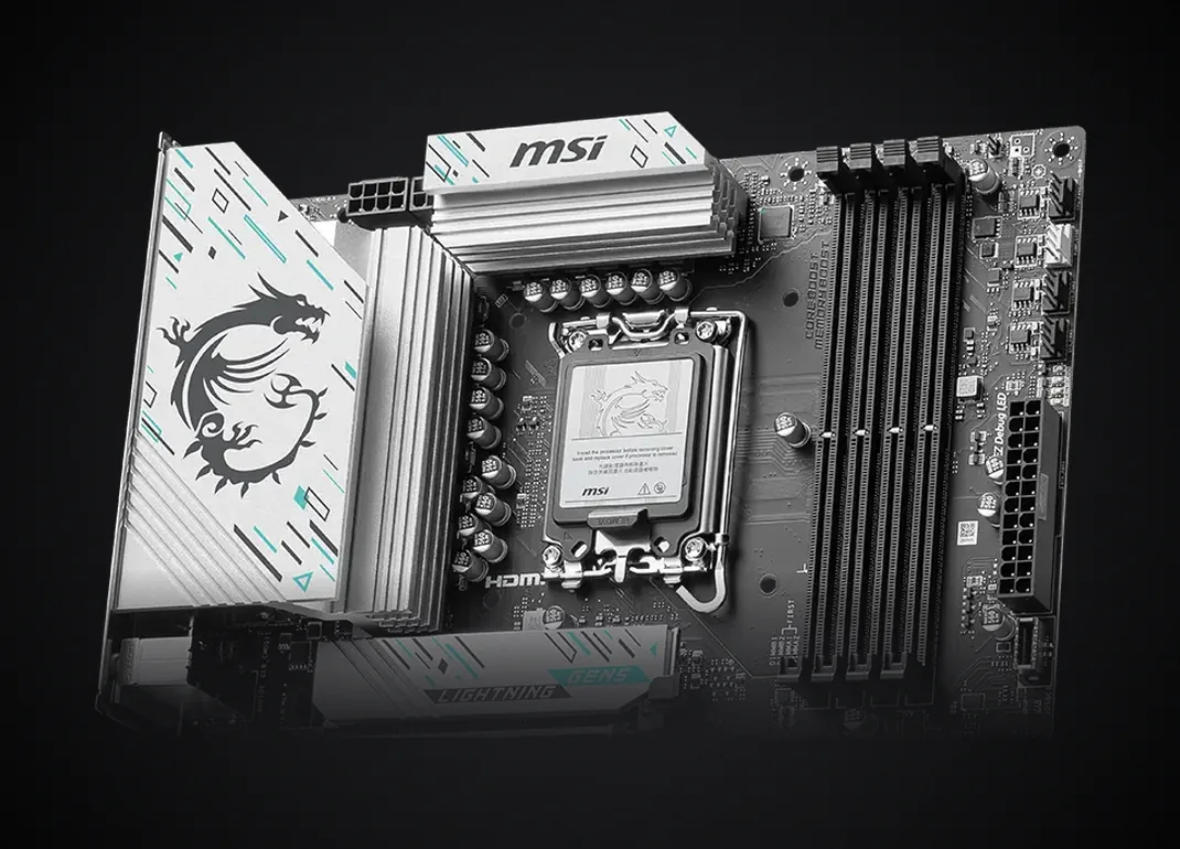 Disipadores blancos y socket LGA 1851 de la MSI B860 GAMING PLUS WIFI