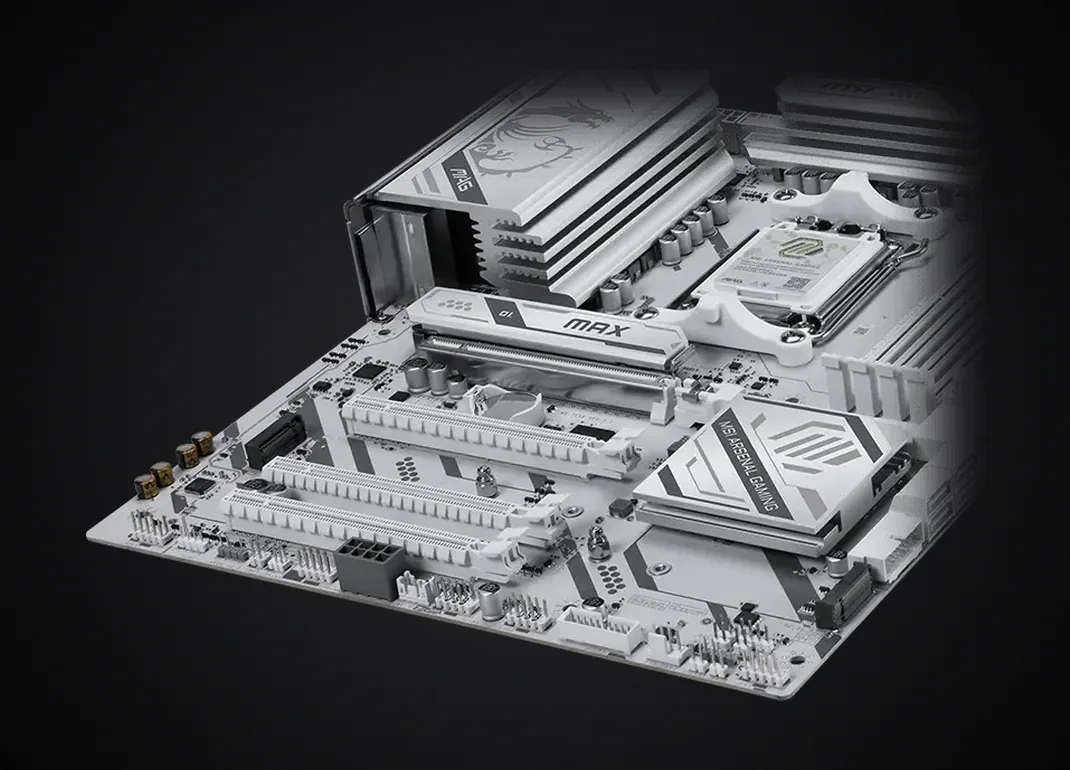 Ranuras M.2 y PCIe de la MSI MAG B850 GAMING PLUS MAX WIFI
