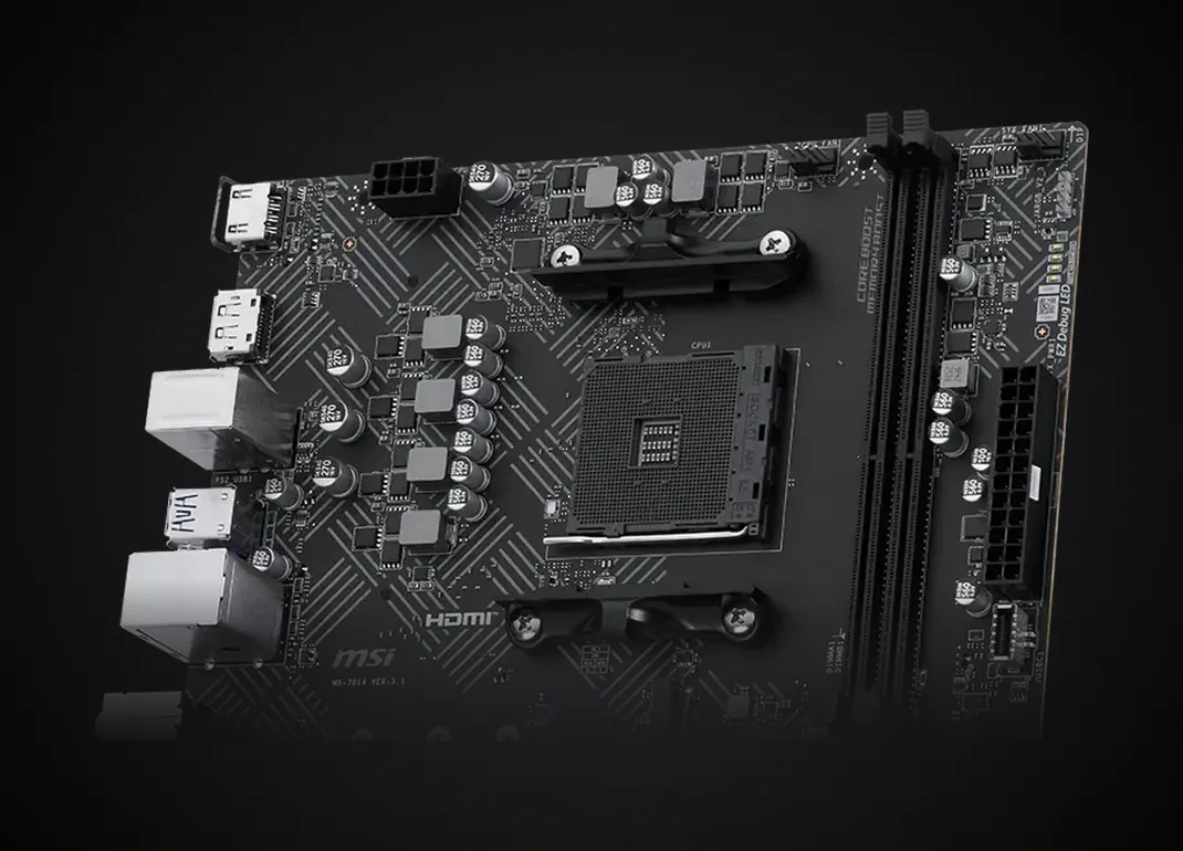Socket AM4 y ranuras DDR4 de la MSI PRO B550M-B